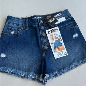 Rewash Blue Jean Shorts with Distressed Frayed Hem